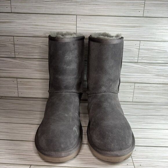 Koolaburra UGG Women's Sz 8 Koola Short Rabbit Gray Boots 1017090 Suede Faux fur - Picture 2 of 7